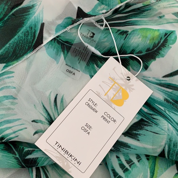 TiNiBiKiNi Macy’s tropical leaf print coverup sarong OS - Picture 3 of 3